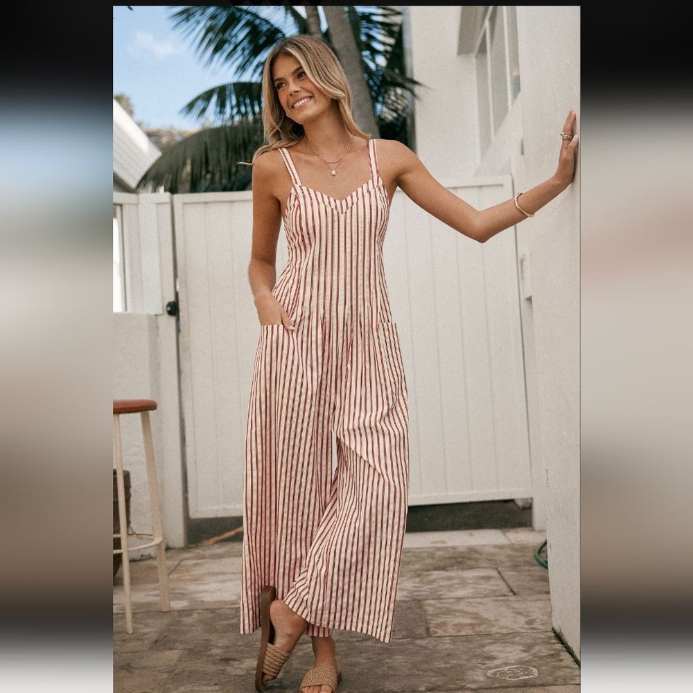 Striped Jumpsuit in Red and White